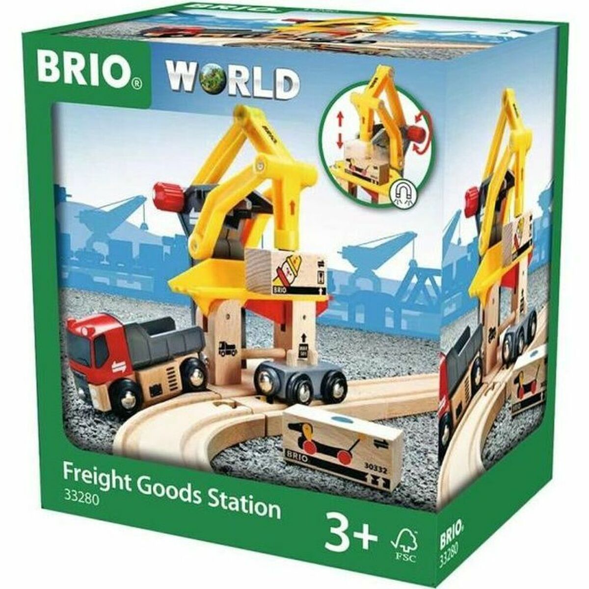 Set de construction Brio Freight Loading Crane Multicouleur Multi 6 Pièces - Jouets et jeux premium pour bébé