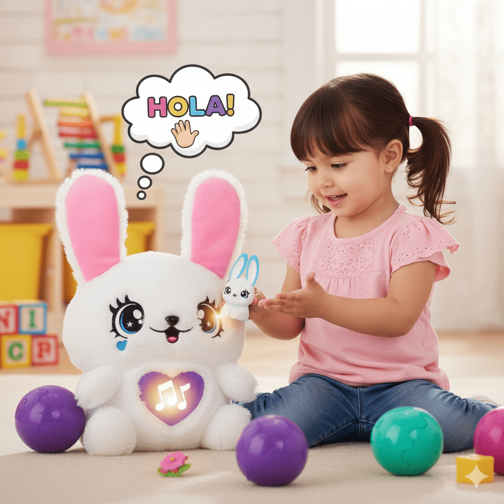 Animal de Compagnie Interactif Bizak - Lapin en Peluche Douce avec Accessoires - Jouets et jeux, Peluches premium pour bébé