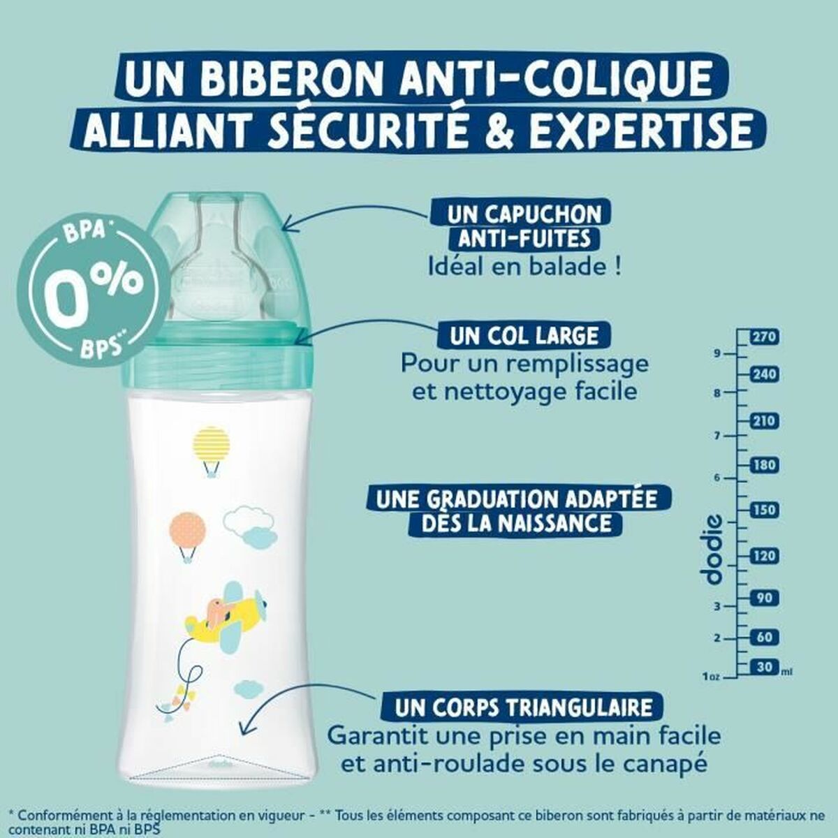 Biberon Dodie 270 ml (3 Unités) - Babycute