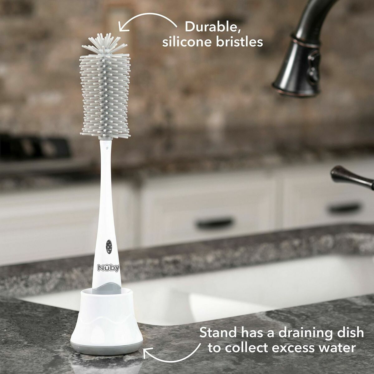 Brosse de Nettoyage Biberon et Tétine Nûby Poignée ergonomique - Babycute