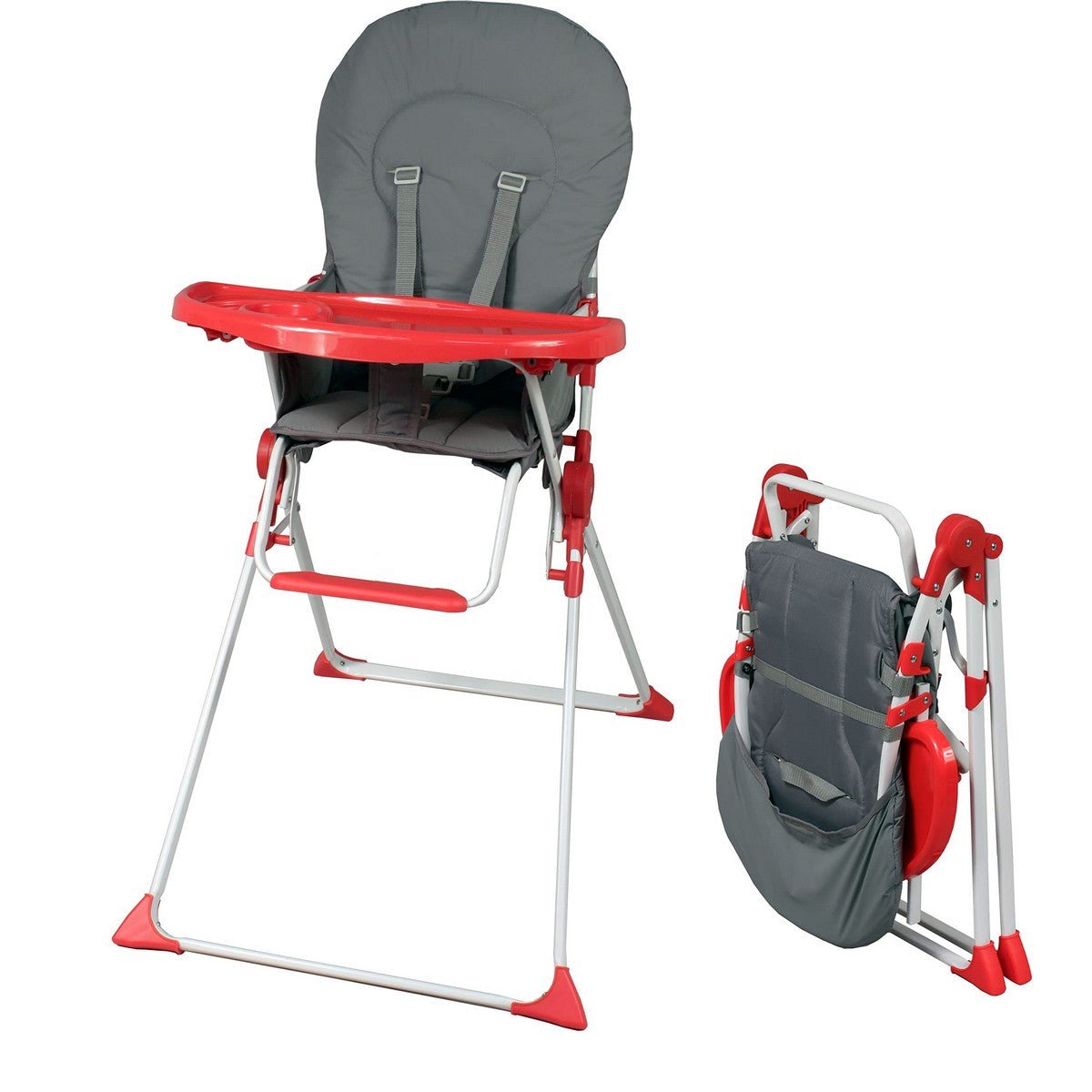 Chaise haute Bambisol Rouge Gris PVC 6 - 36 Mois - Babycute