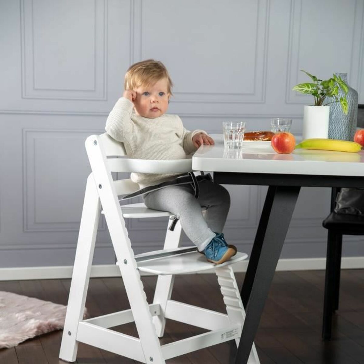 Chaise haute ROBA Blanc Gris - Babycute
