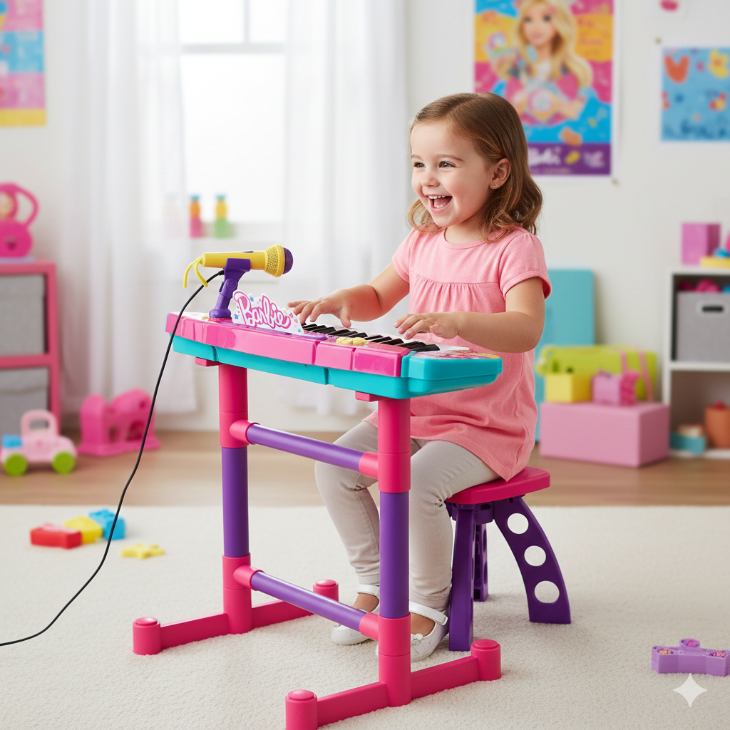 Piano Électronique Barbie Banquette - Bébé, Jouets pour la petite enfance premium pour bébé