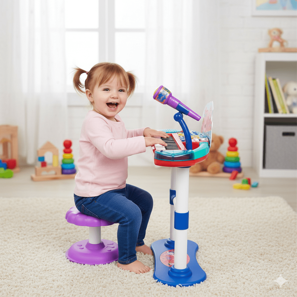 Piano jouet Peppa Pig Microphone Banquette - Jouets et jeux, Instruments de musique pour enfants premium pour bébé