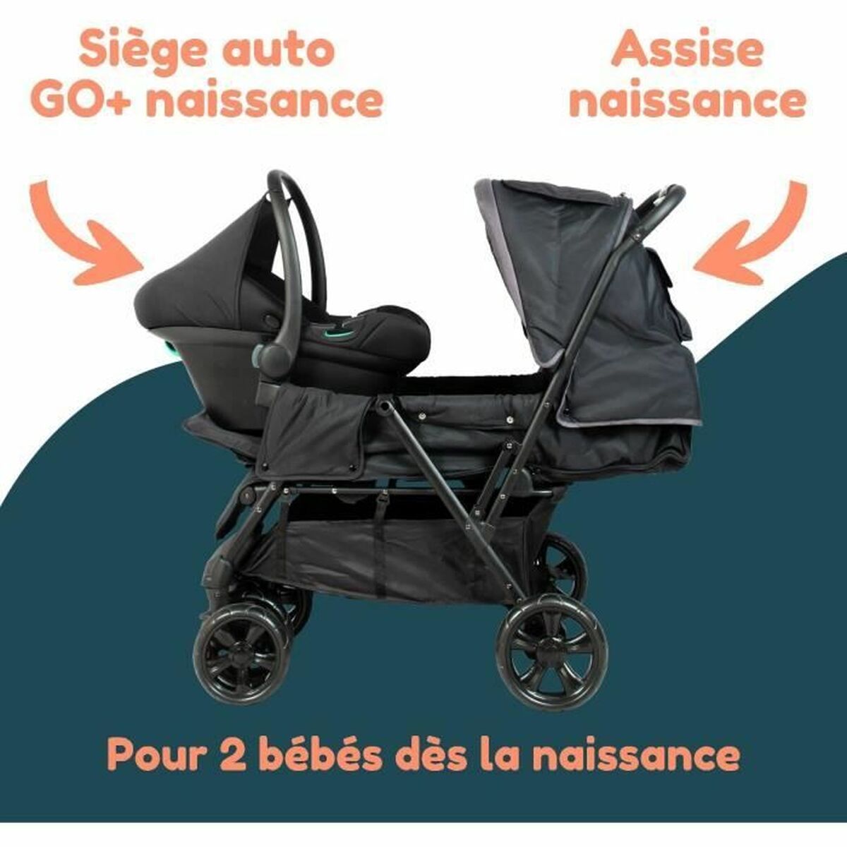 Poussette pour bébé Bambisol Noir - Babycute