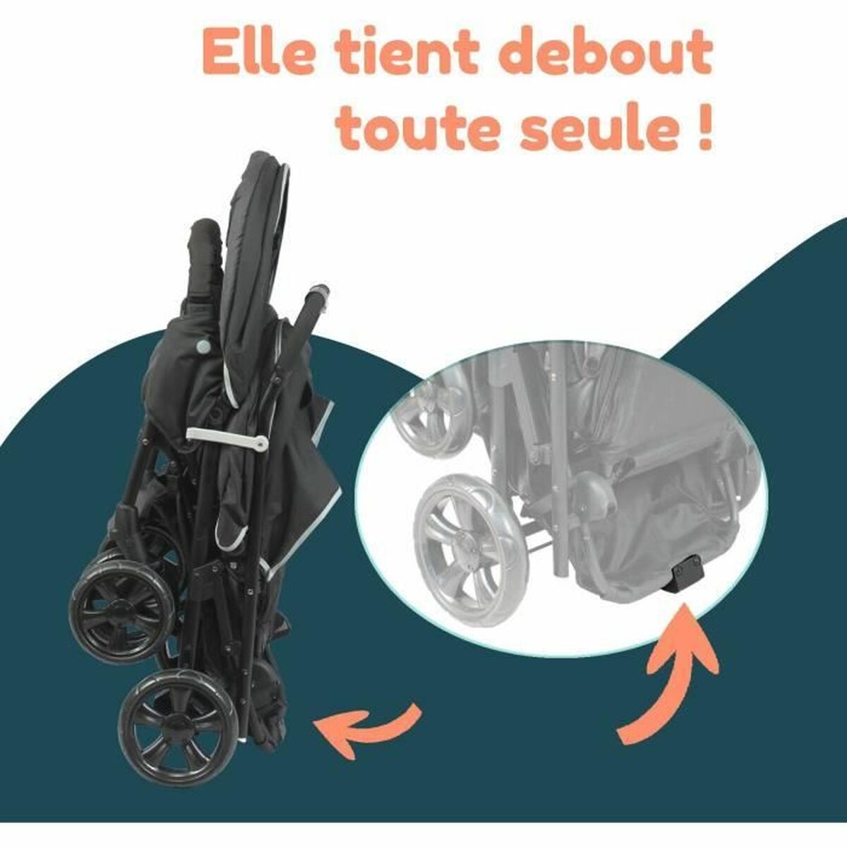 Poussette pour bébé Bambisol Noir - Babycute