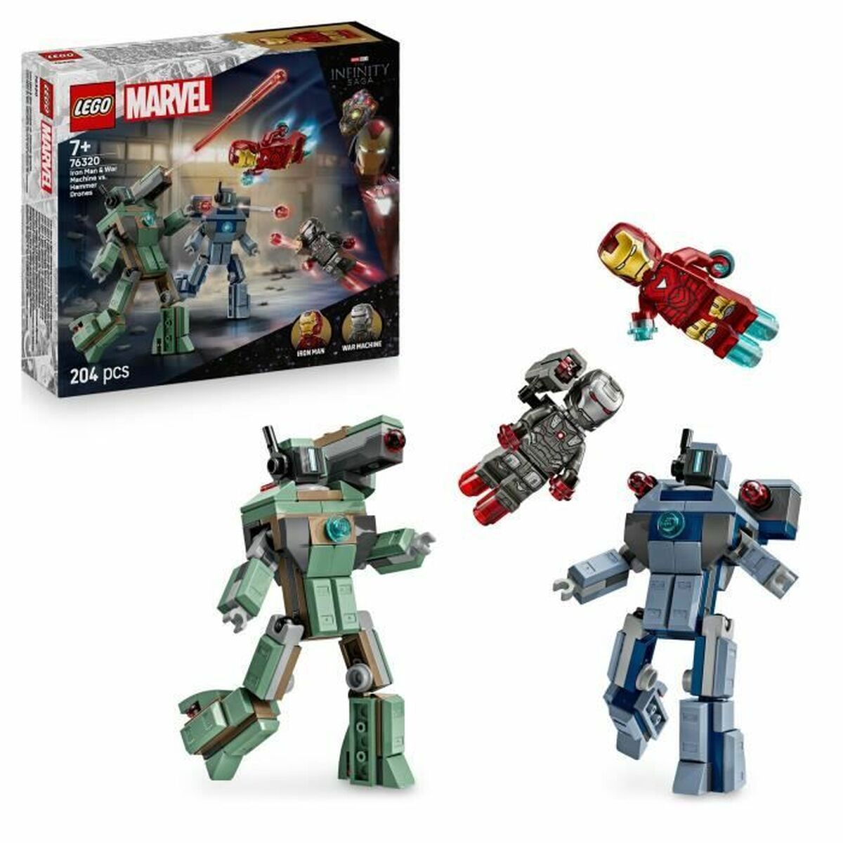 Set de construction Lego 76320 Iron Man & War Machine VS Hammer Drones 204 Pièces - Jouets et jeux premium pour bébé