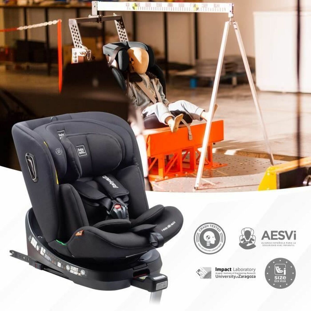 Siège de Voiture Babyauto Anthracite 0 (de 0 a 10 kilos) I (9 - 18 kg) II (15 - 25 kg) III (22 - 36 kg) Enfant ECE R129 - Babycute