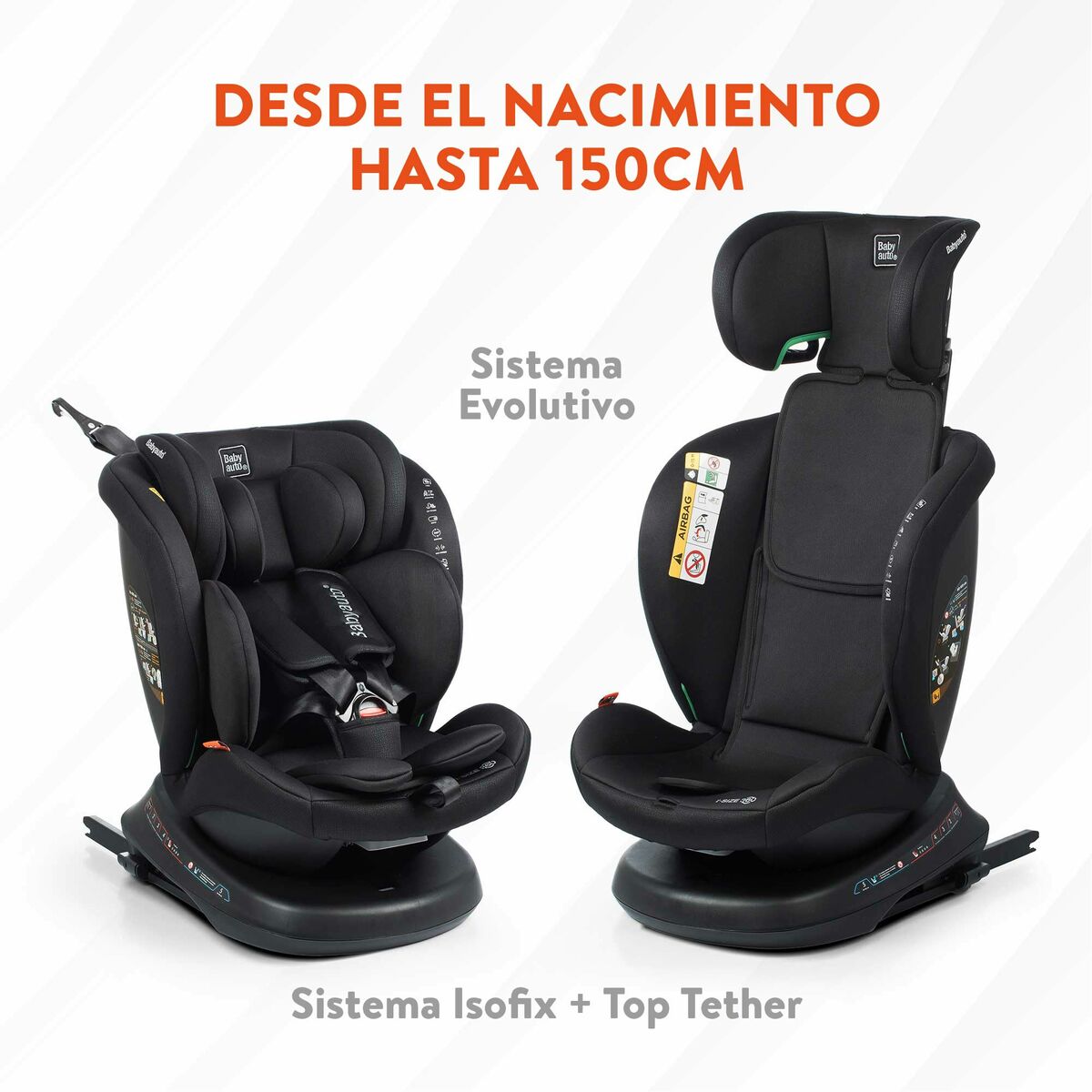 Siège de Voiture Babyauto RODIA Gris 0 (de 0 a 10 kilos) I (9 - 18 kg) II (15 - 25 kg) III (22 - 36 kg) Enfant ECE R129/04 - Babycute