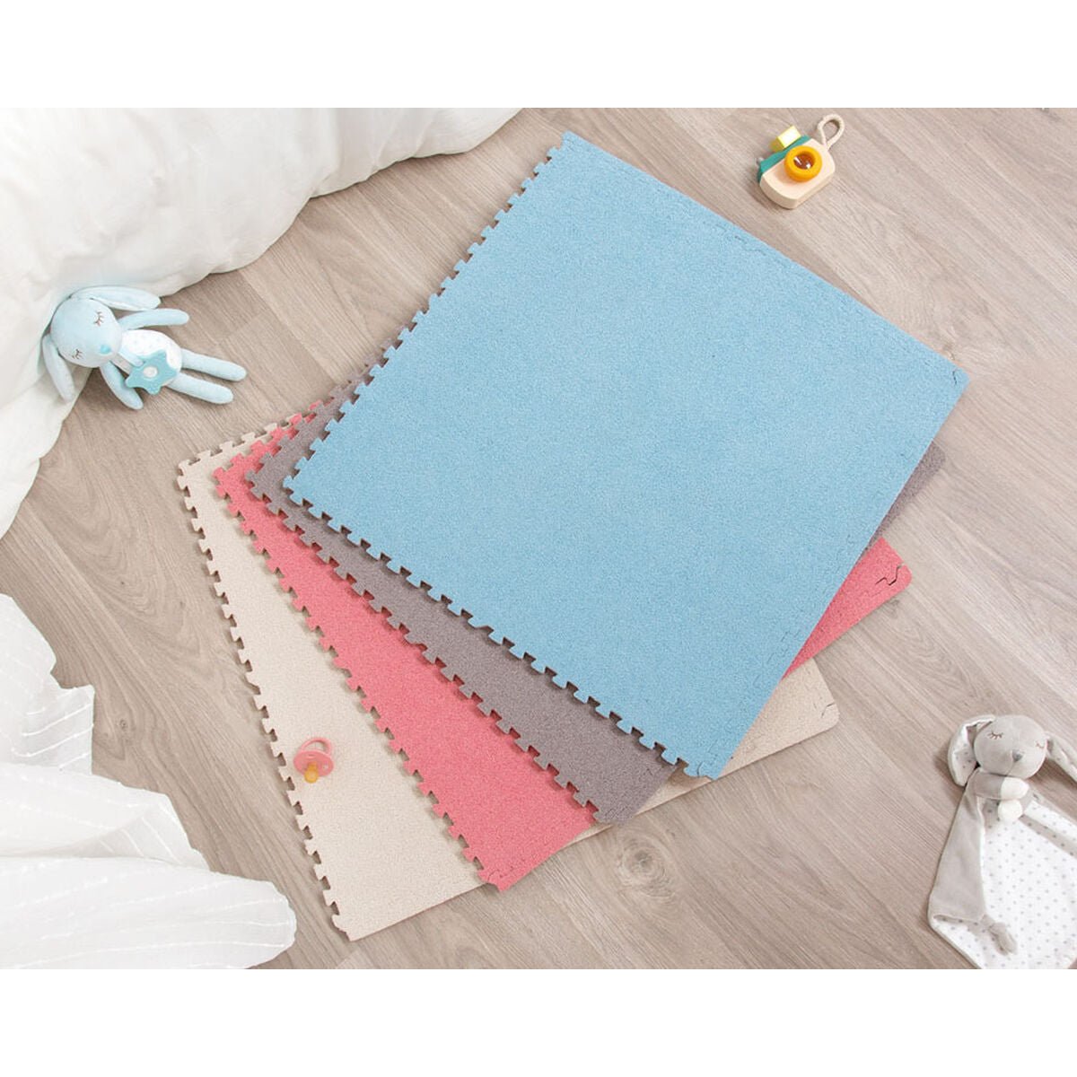 Tapis de jeu 60 x 60 x 1 cm Bleu 4 Pièces - Babycute