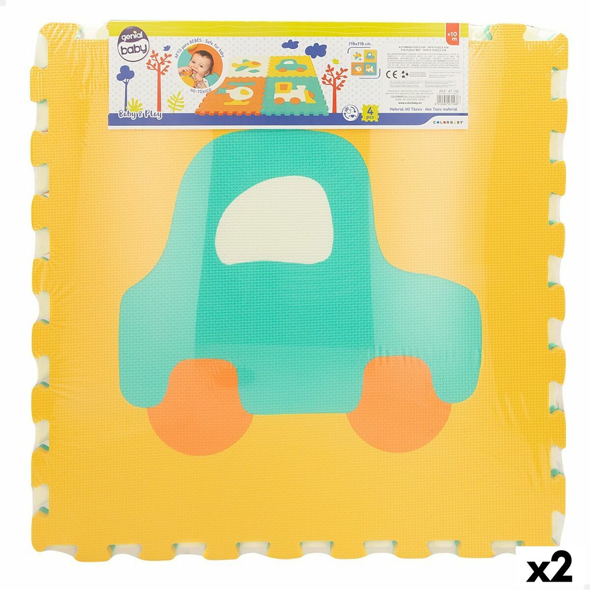 Tapis Puzzle Colorbaby 4 Pièces Voitures 118 x 118 cm EVA (2 Unités) - Babycute